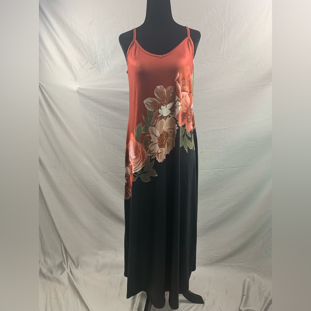 Rust/Black Floral Print Cami Dress - Picture 6 of 9